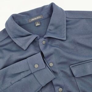 Mercer + Mettle Mens XL Navy Blue double knit Snap Front Overshirt MM3004
